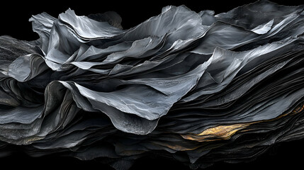 Aufkleber - Abstract Composition of Undulating Black and Gray Layers with Smooth Textures and Elegant Flow