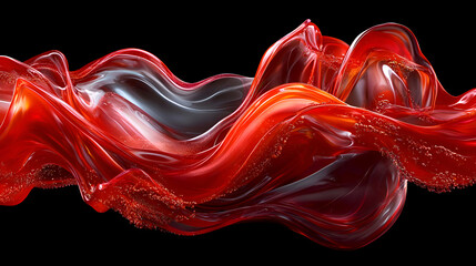 Poster - Abstract Fluid Movement of Red and Black Waves Creating a Stunning Visual Effect