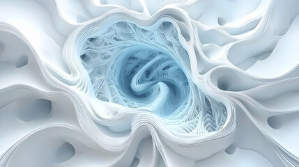 Poster - Abstract Swirling Blue and White Texture with Intricate Patterns and Depth in a Dreamlike Composition