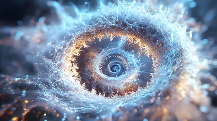 Poster - Colorful Abstract Spiral Galaxy with Dynamic Light Effects in an Ethereal Space Environment