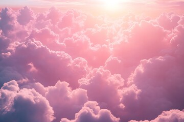 Poster - Beautiful Pink Clouds in the Sky at Sunrise Capturing Dreamy Atmosphere of Nature : Generative AI