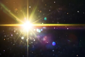 Aufkleber - A glorious light spark shining against a dark backdrop creating a magical atmosphere filled with flecks of color : Generative AI
