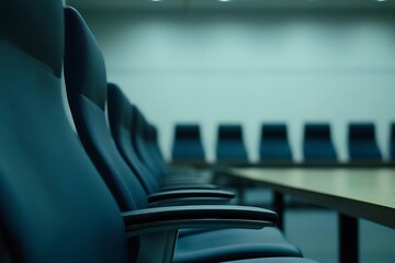 Aufkleber - Formal Office Conference Area with Stylish Dark Chairs and Illumination : Generative AI