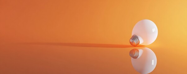 Leinwandbilder - Stylish light bulb resting on a reflective surface with an orange gradient background : Generative AI