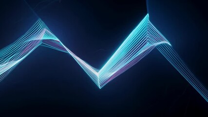Poster - Abstract Wavy Lines - Glowing Neon Light Trails with Dark Backdrop 4K.