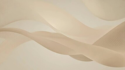 Poster - Flowing Beige Waves Abstract Wavy Pattern Background in Beige Cream Tones - Fluid Shapes, Minimalist Design, 4K.