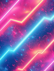 Poster - Vibrant Neon Lines Abstract Background with Glowing Pink, Blue, and Yellow Geometric Shapes