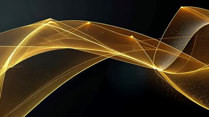 Poster - Golden flowing lines on a dark background, digital art