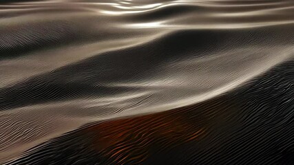 Poster - Abstract Wavy Dark Metallic Surface Texture Background Motion. Shiny Ridged Pattern. Seamless Looping 4K.