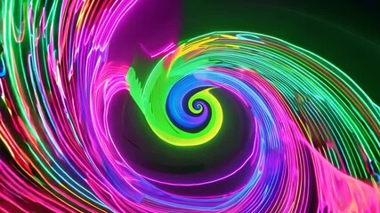 Poster - Abstract Neon Light Spiral Tunnel - Colorful Glowing Lines Animation in 4K.