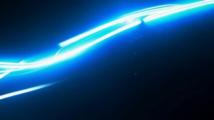 Poster - Abstract Neon Blue Light Streaks on Dark Background 4K.