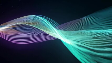 Poster - Abstract Waveform Colorful Glowing Light Streaks on Black Background 4K.