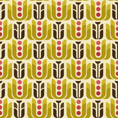Leinwandbilder - last pattern with golden shapes, pink dots. Repeating pattern with geometric office shapes.