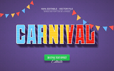 Fototapete - Colorful carnival 3d style text effect editable