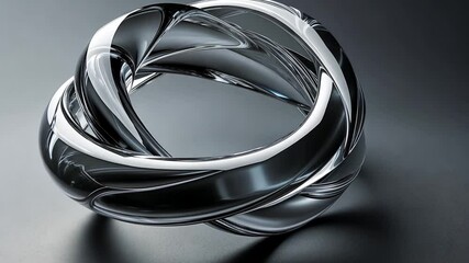 Abstract glass circle loop on dark background, futuristic technology concept video