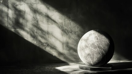 Poster - Elegant Sphere in Soft Spotlight on Dark Background with Shadows