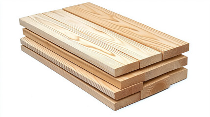 Aufkleber - Stack of wooden planks forming a geometric pattern on white background