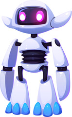Poster - cartoon futuristic robot and droid mascot character with a sleek white body and glowing pink eyes. v