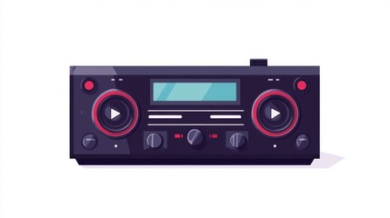 Retro audio player with buttons and display on white background