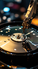 Poster - A small black disk with a silver needle on it. The disk is spinning