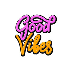 Poster - good vibes lettering design with white background.