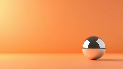 Poster - Minimalistic Sphere on Soft Orange Background with Smooth Lighting and Shadow Effects