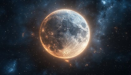 Poster - Glowing Orange and Blue Pixelated Planet in a Starry Night Sky
