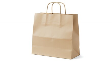 Poster - Brown paper bag with handles isolated on white studio background