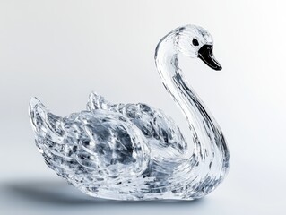 Aufkleber - Ice Swan Sculpture on White Background