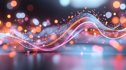 Poster - A vibrant, abstract wave of colorful lights and sparkles, creating a sense of motion and energy against a dark backdrop.