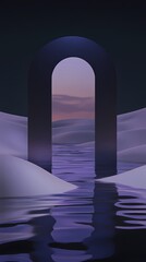 Wall Mural - digital technology blue and purple geometric mirror and sand dune illustration poster background