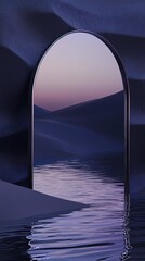 Wall Mural - digital technology blue and purple geometric mirror and sand dune illustration poster background