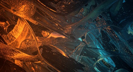 Poster - A colorful abstract painting with orange and blue swirls