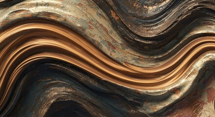 Poster - A gold and brown wave with a lot of texture