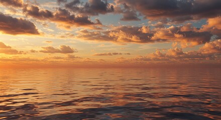 Poster - The sky is filled with clouds and the sun is setting