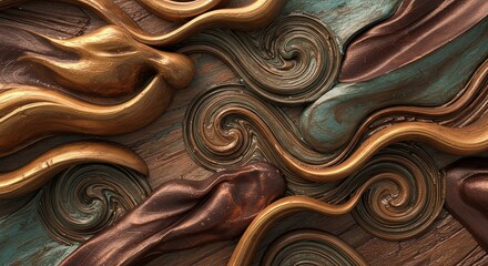 Poster - A gold and brown swirl pattern with a blue stripe