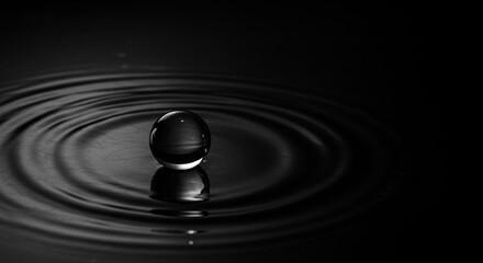 Poster - A small drop of water sits on the surface of a large body of water