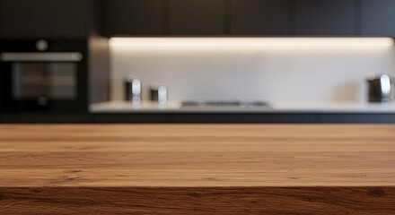 Poster - A kitchen with a wooden counter top and a stove