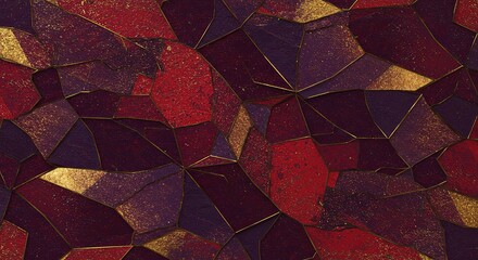 Poster - A colorful, abstract painting with gold and red tones