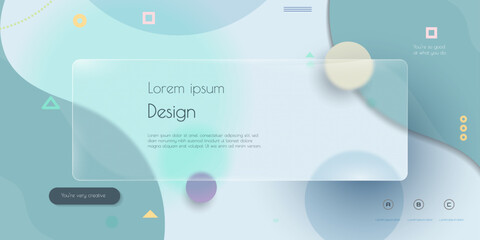 Aufkleber - Abstract transparent glass. Element with blur geometric, circle shape, gradient color background. Modern vector design. Creative Glass morphism for business landing page, banner, poster template