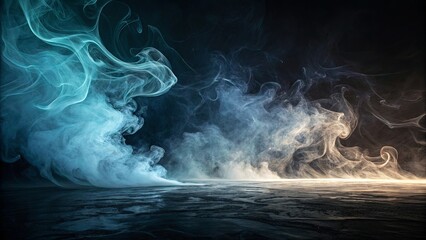 Aufkleber - A blue and white smoke cloud is hovering over a dark blue ocean