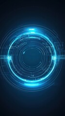Poster - blue digital circle with futuristic design and glowing effects