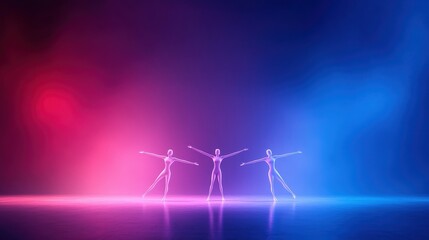 Poster - Graceful dancers in neon light against vibrant background