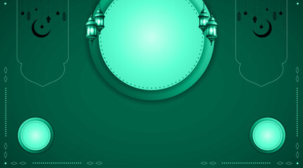 Poster - Abstract banner background | New luxury futuristic elegant template | 3d circular card design with star, moon, lamp(light) | Creative premium background for corporate design with teal color