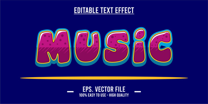 typography MUSIC word art illustration, editable text effect, eps file format