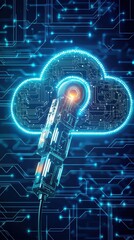 Poster - Futuristic Cloud Technology with Circuit Board and Connector Visuals