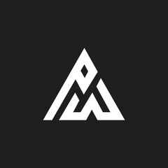Fototapete - Triangle shape letter PW vector logo.