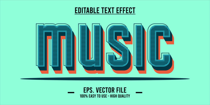 typography MUSIC word art illustration, editable text effect, eps file format