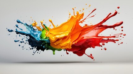 Poster - Bold splashes of blue, green, yellow, orange, and red paint burst forward, showcasing an explosion of color that embodies creativity and artistic expression in action