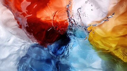 Poster - Bright colors collide in a clear pool of water, creating brilliant splashes and ripples